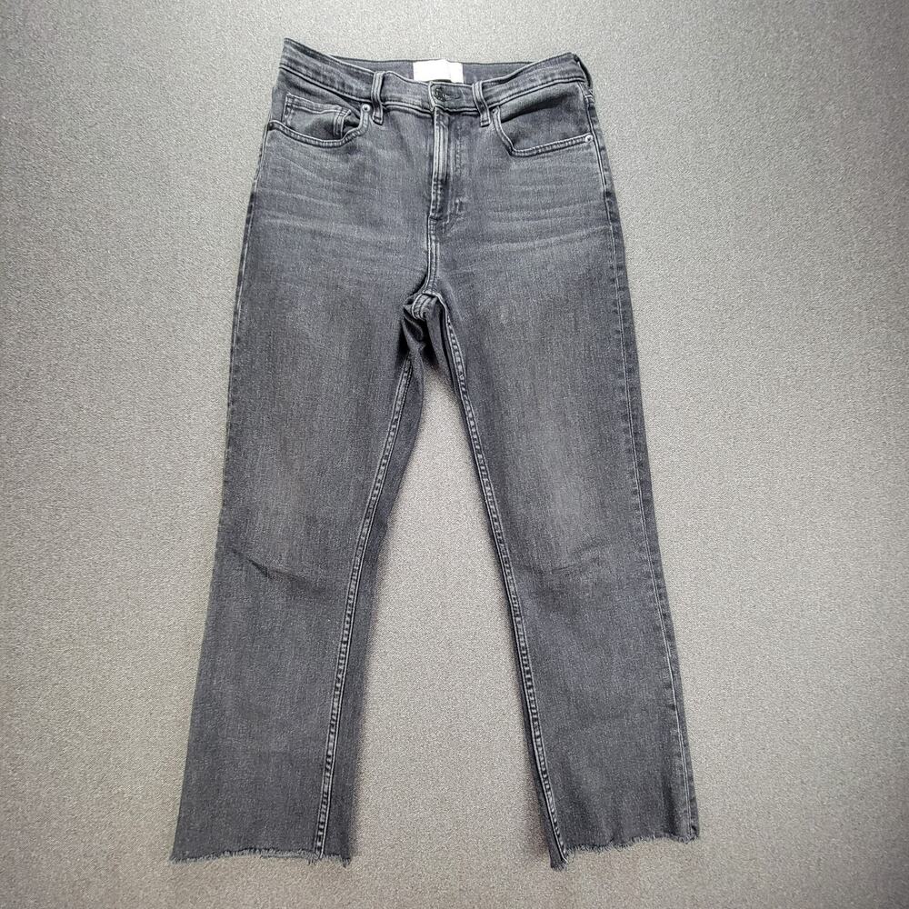 Everlane Size 28 Washed Black High Rise Kick Crop Raw Hem Jeans